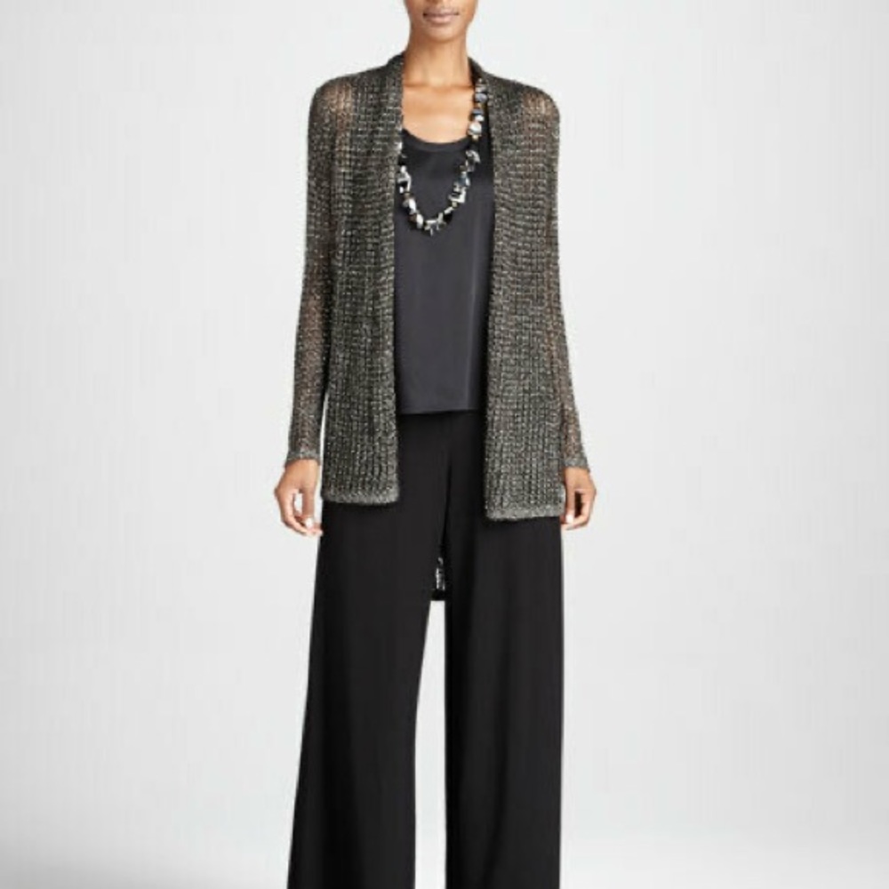 Eileen Fisher sparkle mesh cardigan charcoal M